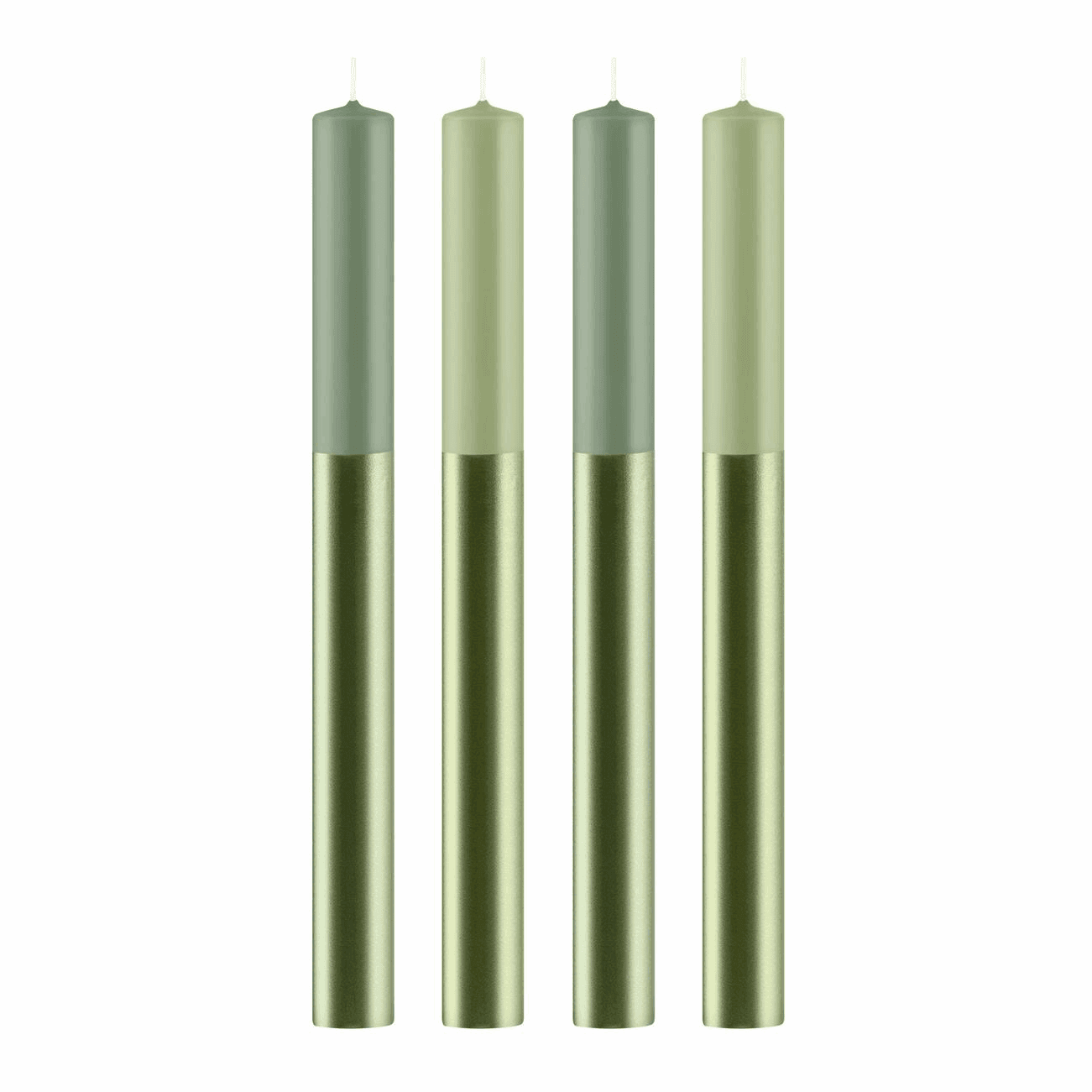 Dinerkaarsen 'Dip dye'  22 × 250 mm / Groen metallic / per 4 stuks 2