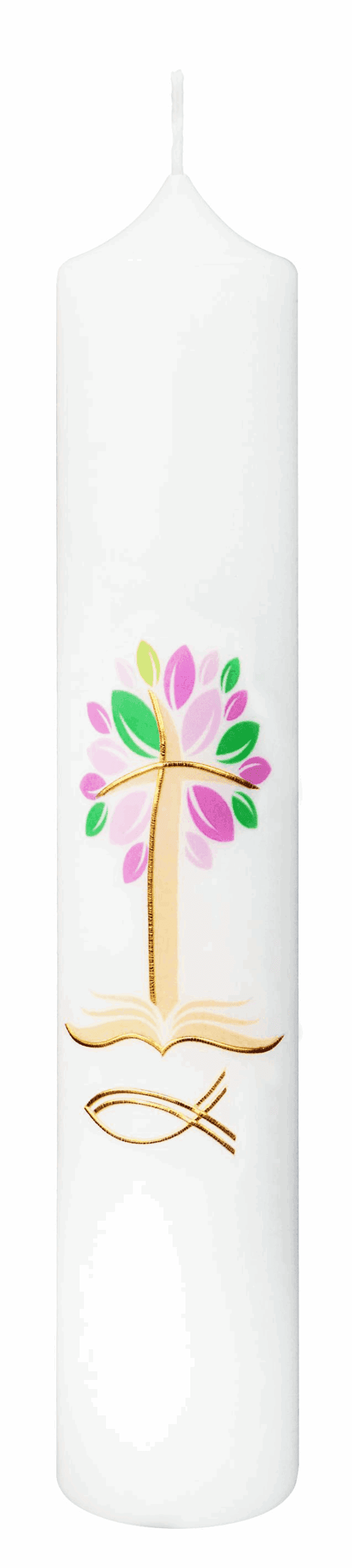 Doopkaars met levensboom  50 × 265 mm / Roze 2