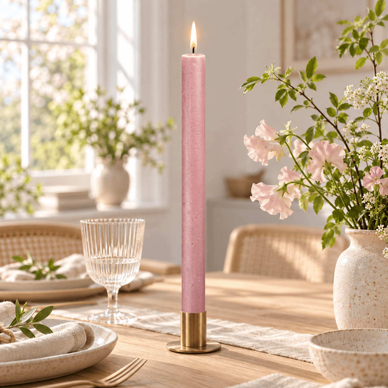 Dinerkaarsen 12 stuks 22 × 270 mm  / Oudroze
