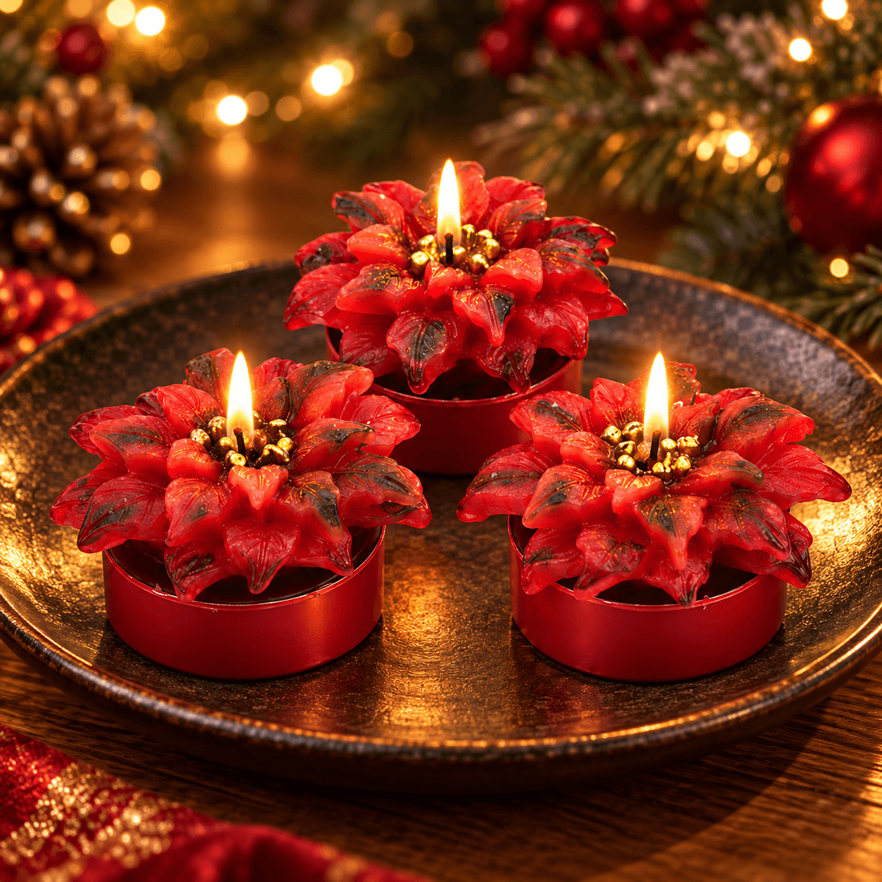 Kerstster Waxinelicht  3 stuks
