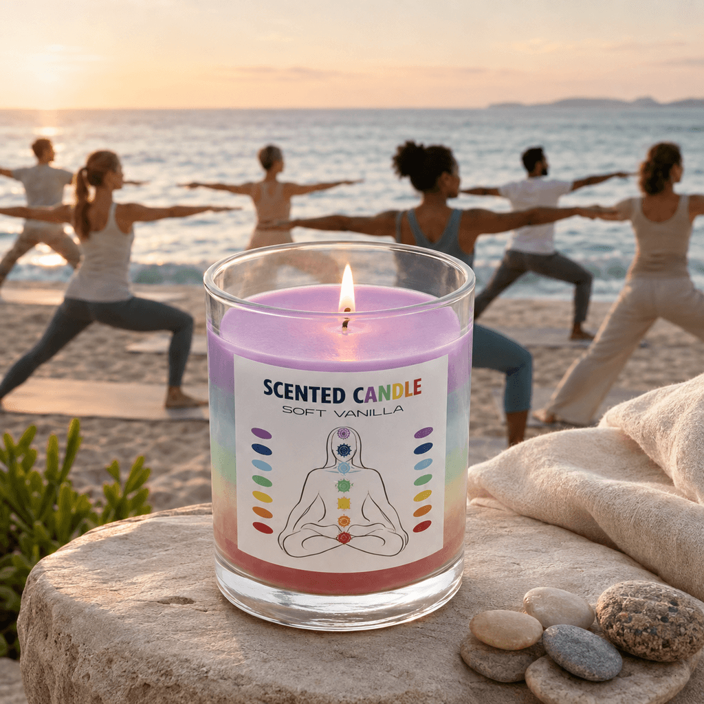 Chakra-geurkaars Soft Vanille in glas  Ø 80 × 105 mm